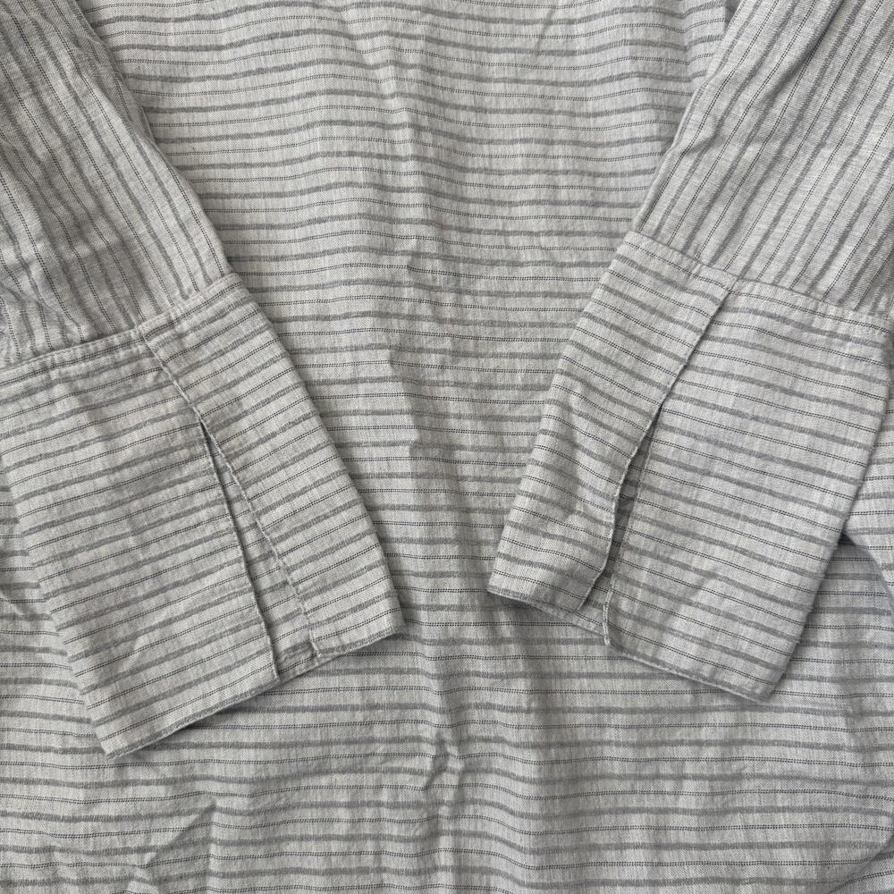 Madewell Shirt Womens Small Gray Striped Split Neck Tunic Lightweight Blouse - Picture 5 of 8